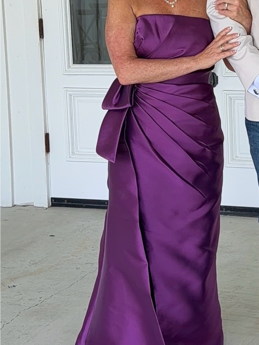 Cameron Blake CB909 Drape Bodice Strapless Dress Aubergine color size 10
